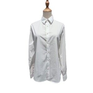 Vince Women's White Button Front Shirt Medium Classic